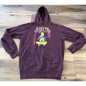Naruto Hoodie Mens S Maroon Anime Graphic Ramen Ichiraku Pullover